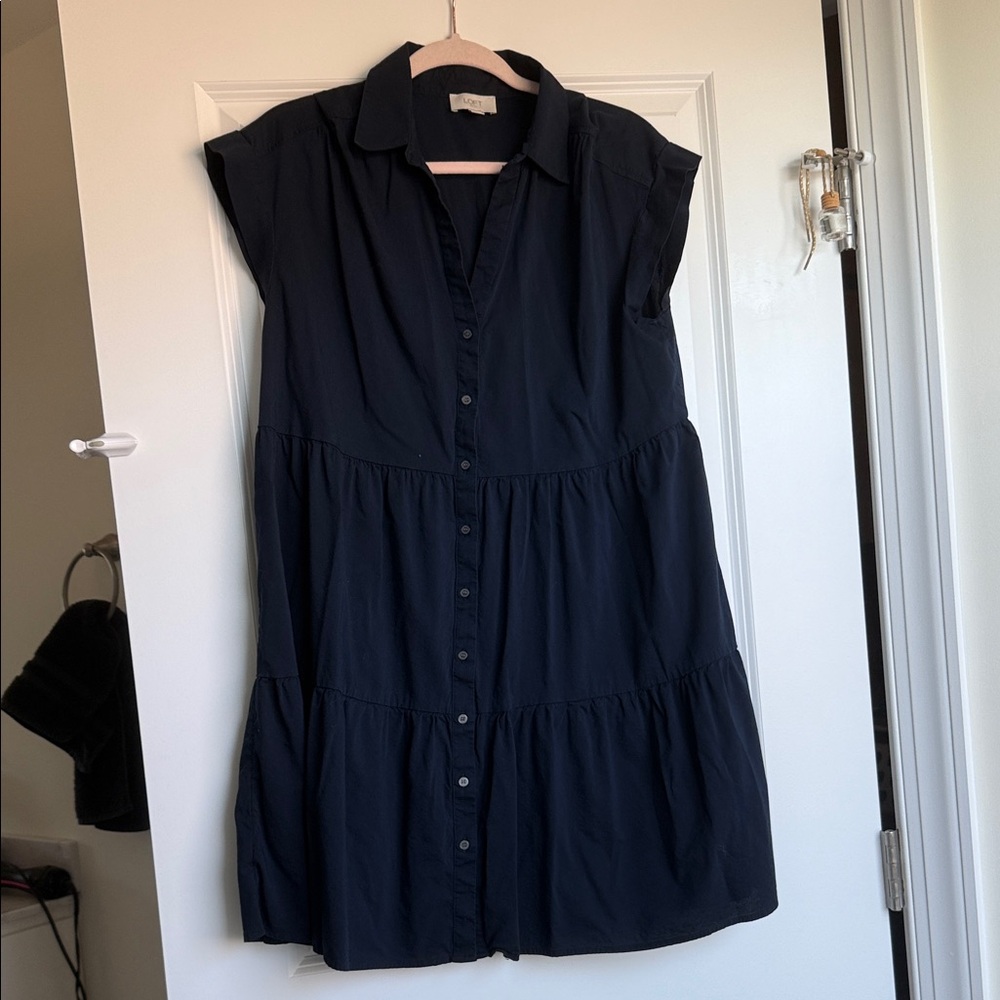LOFT Dark Blue Tiered Mini Dress